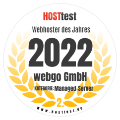 Platz 2 für webgo bei der Wahl zum Webhoster des Jahres 2022 in der Kategorie managed Server