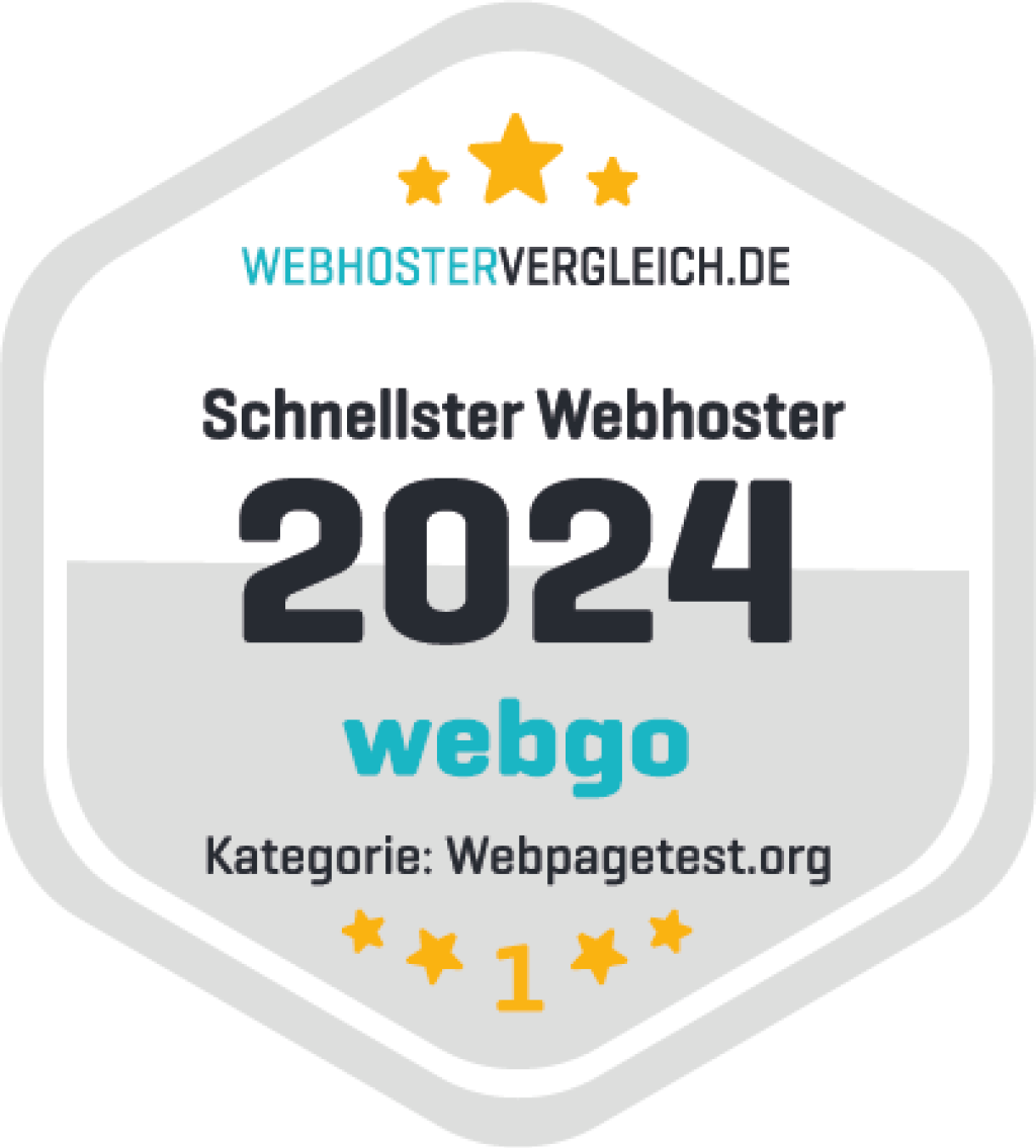 webgo erreicht Platz 1 in der Kategorie "webpagetest.org" beim großen Geschwindigkeitstest von webhostervergleich.de.