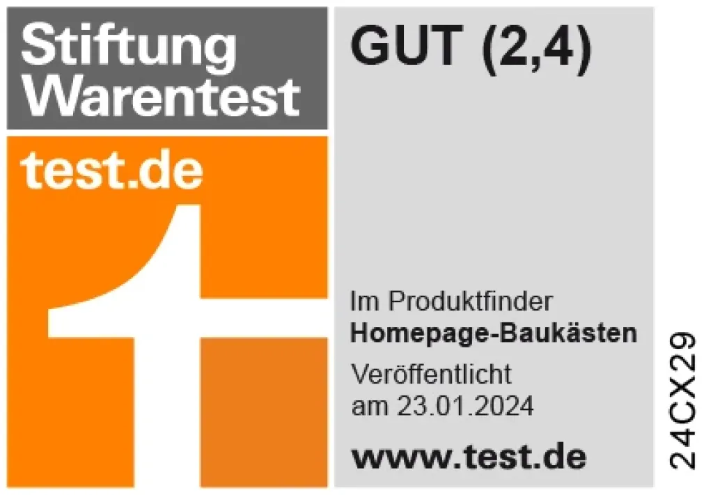Homepage-Baukasten von webgo Testurteil GUT (2,4) von Stiftung Warentest.