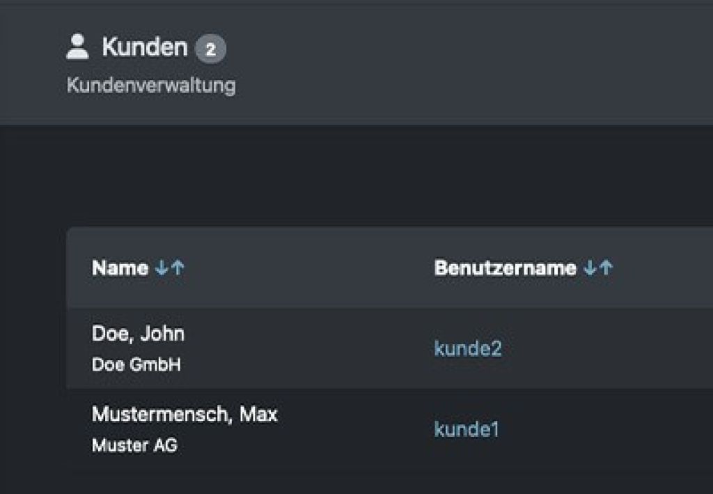 Mit Eurem Admin-Zugang könnt Ihr Eure eigenen Kunden verwalten.