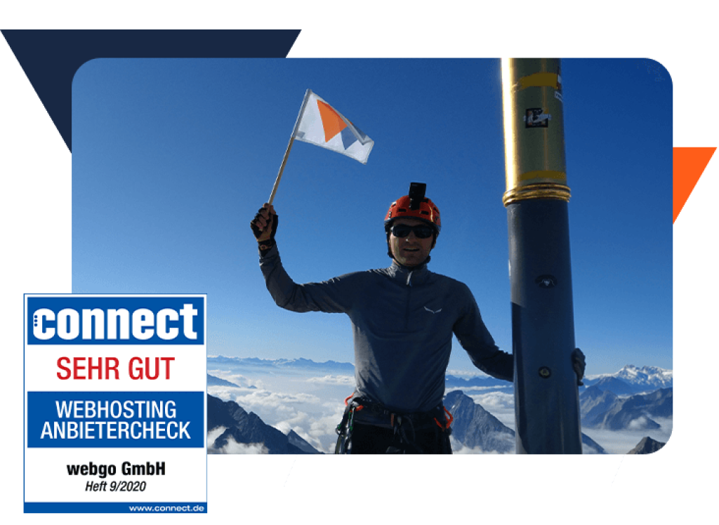 Mit dem Hosting von webgo sichern Sie sich Ihren Platz an der Spitze.
webgo Mitgründer Pascal Mader auf der Zugspitze.