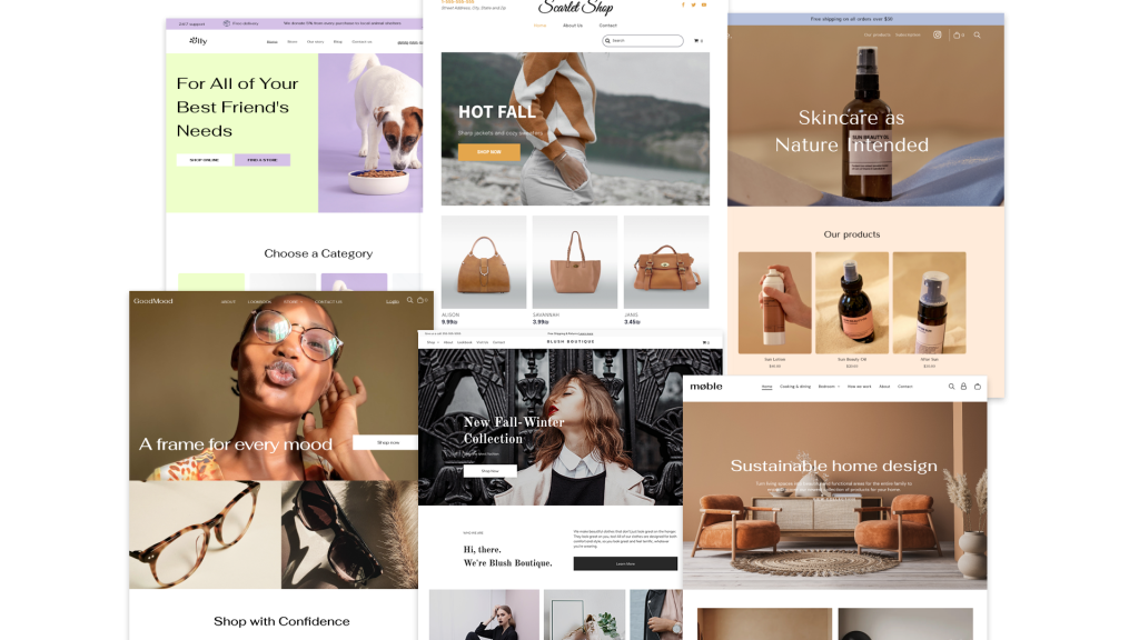 Lassen Sie sich von unserem umfangreichen Angebot im Onlineshop Baukasten an professionellen Designs inspirieren und gestalten Sie ansprechende Onlineshops mit maximaler Conversion für Ihr erfolgreiches Online-Business.