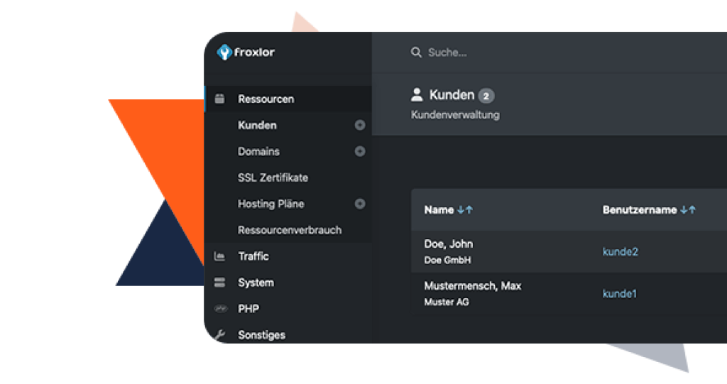 Mit dem Admin-Zugang in Froxlor können Sie Ihre eigene Web-Projekte, oder auch die Eurer Kunden ganz einfach verwalten.