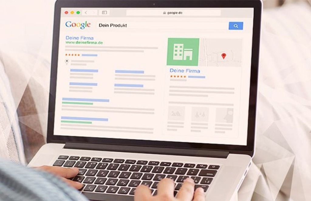 Erfolgreich die Sichtbarkeit im Netz steigern - mit den webgo rankingCoach Produkten. Flexibel und ganz nach Ihren Bedürfnissen die passenden Online Marketing Tools für den Erfolg Ihrer Website und Ihres Projektes. Auf dem Bild ein Beispiel für Google Ergebnis Ihrer Firma.